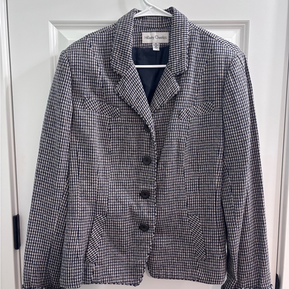 Vintage Hillary Charles Houndstooth Blazer Women’s Size 14